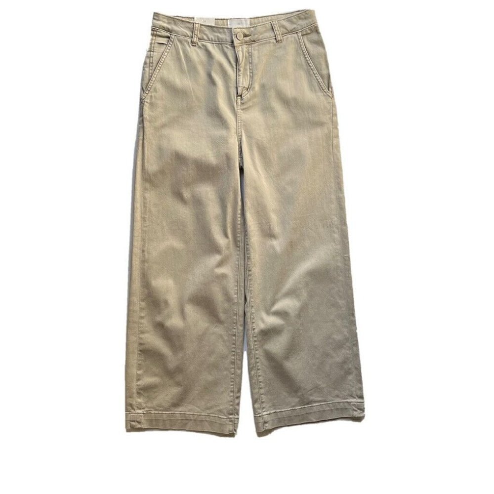 NEW CASLON Nordstrom Wide Leg High Waist Crop Chino Pant Trouser Size 28 Tan